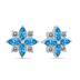 1 Carat TW Blue Topaz and Diamond Flower Earrings in 10K White Gold