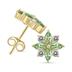 1 Carat TW Green Amethyst and Diamond Flower Earrings in 10K Yellow Gold