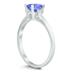 Emerald Cut 6X4MM Tanzanite and Diamond Three Stone Ring in 10K White Gold