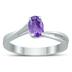 Solitaire Oval 6X4MM Amethyst Gemstone Twist Ring in 10K White Gold