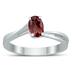 Solitaire Oval 6X4MM Garnet Gemstone Twist Ring in 10K White Gold