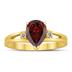 8X6MM Garnet and Diamond Pear Shaped Open Three Stone Ring in 10K Yellow Gold