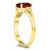 8X6MM Garnet and Diamond Pear Shaped Open Three Stone Ring in 10K Yellow Gold