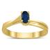 Solitaire Oval 5X3MM Sapphire Gemstone Twist Ring in 10K Yellow Gold