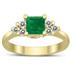 Princess Cut 5X5MM Emerald and Diamond Duchess Ring in 10K Yellow Gold