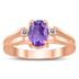 7X5MM Amethyst and Diamond Open Three Stone Ring in 10K Rose Gold