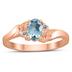 6X4MM Aquamarine and Diamond Wave Ring in 10K Rose Gold