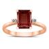Emerald Cut 8X6MM Garnet and Diamond Three Stone Ring in 10K Rose Gold
