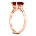 Emerald Cut 8X6MM Garnet and Diamond Three Stone Ring in 10K Rose Gold