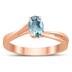 Solitaire Oval 6X4MM Aquamarine Gemstone Twist Ring in 10K Rose Gold