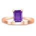 Emerald Shaped 7X5MM Amethyst Solitaire Ring in 10K Rose Gold