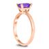 Emerald Shaped 7X5MM Amethyst Solitaire Ring in 10K Rose Gold