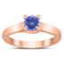 Round 5MM Tanzanite Cathedral Solitaire Ring in 10K Rose Gold