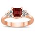 Princess Cut 5X5MM Garnet and Diamond Duchess Ring in 10K Rose Gold