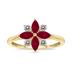 3/4 Carat TW Ruby and Diamond Flower Ring in 10K Yellow Gold