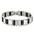 Stainless Steel Interchanging Squares and Black Rubber Cylinder Bracelet