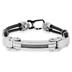 Stainless Steel Black Rubber Cable Band and Bold Steel Center Bracelet