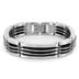 Stainless Steel and Black Rubber Polished Bracelet