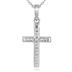 Channel Diamond Cross Pendant in 10k White Gold