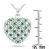 1 Carat Emerald Heart Puff Pendant in .925 Sterling Silver