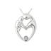 Mother and Baby Diamond Pendant in .925 Sterling Silver