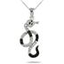 Black and White Diamond Snake Pendant in .925 Sterling Silver