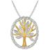 14K Gold Plated Diamond Tree of Life Pendant in .925 Sterling Silver