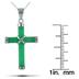 All Natural Green Jade Cross Pendant in 925 Sterling Silver
