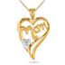 MOM Diamond Heart Pendnat 14K Yellow Gold