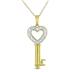 18K Gold Plated 1/10 Carat Diamond Heart Key Pendant in .925 Sterling