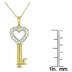 18K Gold Plated 1/10 Carat Diamond Heart Key Pendant in .925 Sterling
