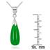 All Natural Genuine Green Jade Tear Drop Pendant in .925 Sterling Silver