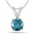 1.00 Carat Blue Diamond Solitaire Pendant in 14K White Gold