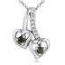 1/10 Carat Black and White Diamond Double Heart Pendant in 10K White Gold 