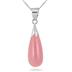 All Natural Pink Jade Tear Drop Pendant in .925 Sterling Silver