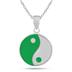 All Natural Green Jade and Mother of Pearl Ying Yang Pendant in .925 Sterling Silver 