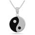 All Natural Onyx and Mother of Pearl Ying Yang Pendant in .925 Sterling Silver