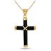 All Natural Black Onyx Cross Pendant in 14K Gold Plated Sterling Silver