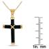 All Natural Black Onyx Cross Pendant in 14K Gold Plated Sterling Silver