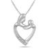 Mother and Baby Diamond Pendant in .925 Sterling Silver 