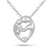 Mother and Baby Diamond Heart Pendant in .925 Sterling Silver