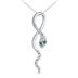 1/10 Carat TW Blue and White Diamond Snake Pendant in 10K White Gold 