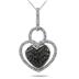 1/4 Ct. Genuine Black & White Diamond Double Heart Pendant in Sterling Silver