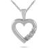 Three Stone Diamond Heart Pendant in 10K White Gold