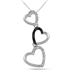 0.06 Carat Black and White Diamond Heart Link Pendant in .925 Sterling Silver