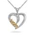 18k Gold Diamond Heart MOM Pendant in .925 Sterling Silver 