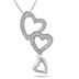 Diamond Triple Heart Drop Pendant in .925 Sterling Silver