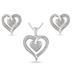 Antique Diamond Heart Pendant and Earring Set in .925 Sterling Silver