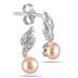 5-5.5mm Pink Cultured Pearl and Diamond Earrings in .925 Sterling Silver