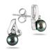 5mm Freshwater Black Cultured Pearl and Diamond Earrings in .925 Sterling Silver